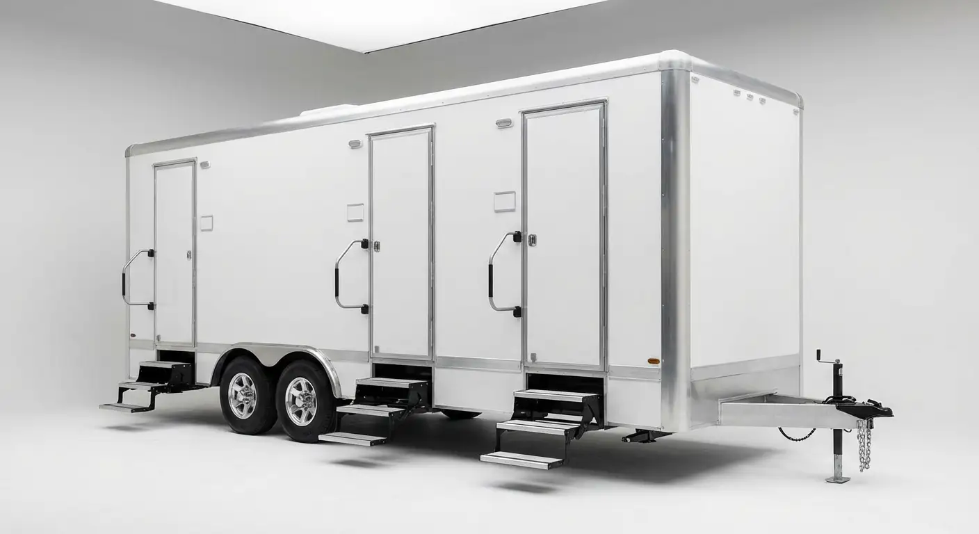 Climate controlled restroom trailer interior features in Stafford, CT