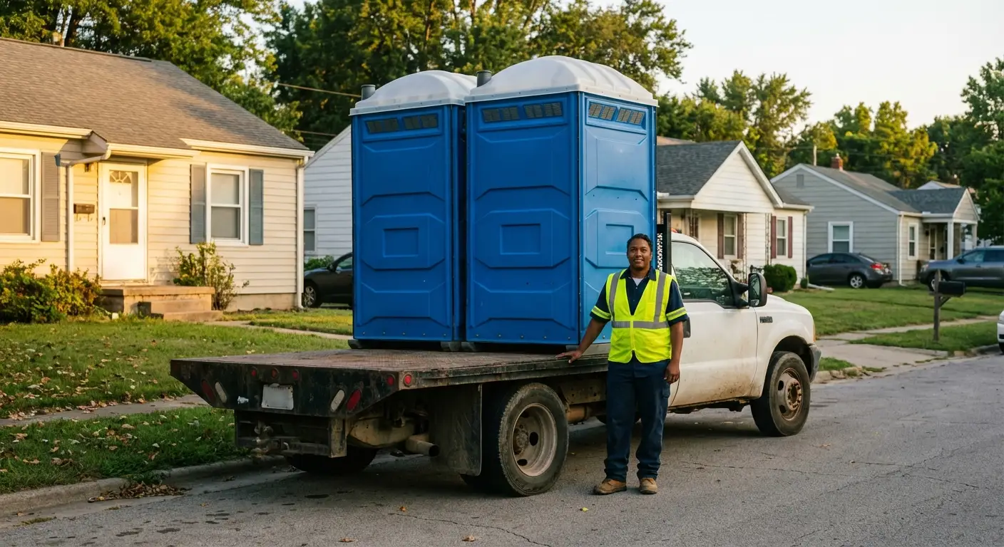 Stafford Speedway Sanitation founder with original service truck