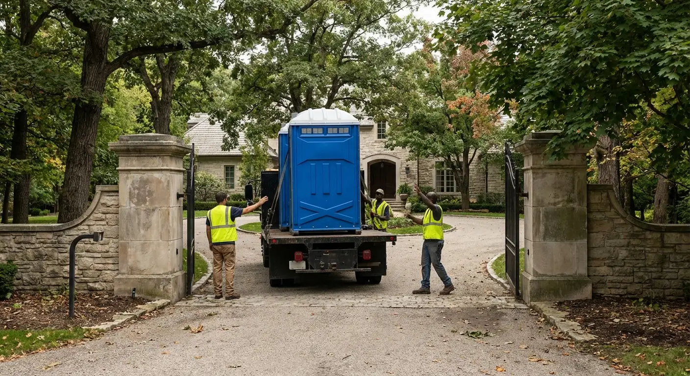 Stafford Speedway Sanitation team navigating a complex delivery site in Stafford