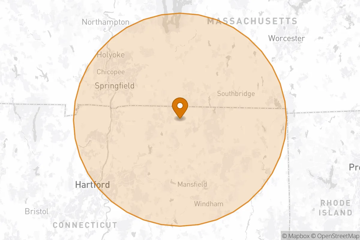 service area service area map in Stafford, CT